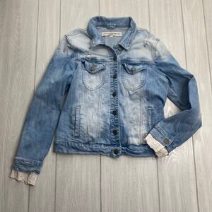 Ashley Mason Denim Blue Jean Jacket With Lace Accents Size XL